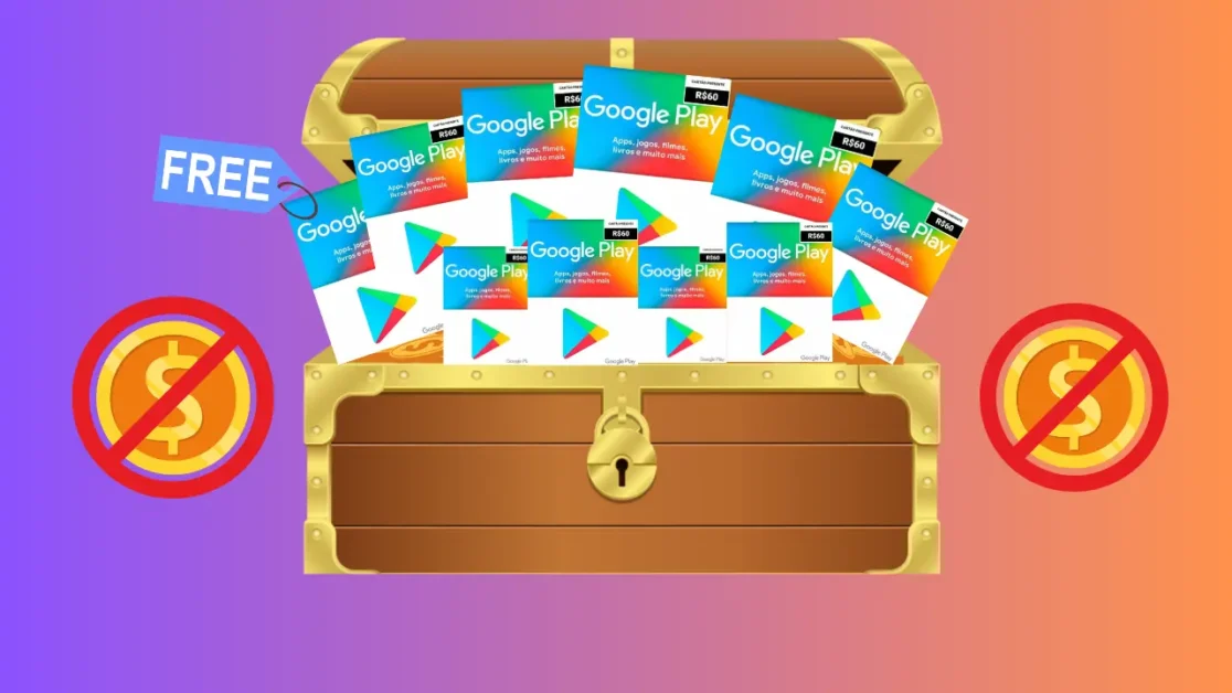 10 Gifts Cards de maneira gratuita na Google Play - Notebook