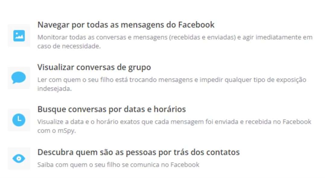 Funções para Facebook Messenger - Fonte: mspy.com